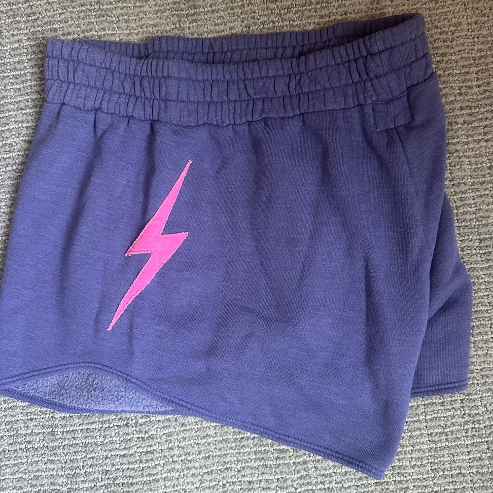 Aviator Nation Purple Pink Lightning Bolt Athletic Shorts